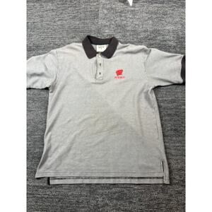 Lee Sport Wisconsin Badgers Vintage Polo Shirt Men's Large Gray